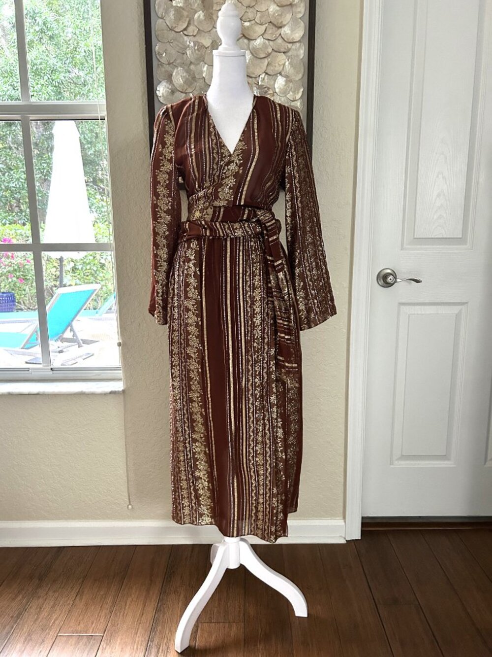Vintage Greta Silk Brown & Gold Thread Skirt Set